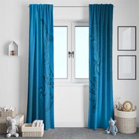 Blue Gradient Polynesia Window Curtain Hawaiian Tribal Hammerhead Shark Tattoo LT14 - Polynesian Pride