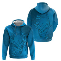 Blue Gradient Polynesia Zip Hoodie Hawaiian Tribal Hammerhead Shark Tattoo