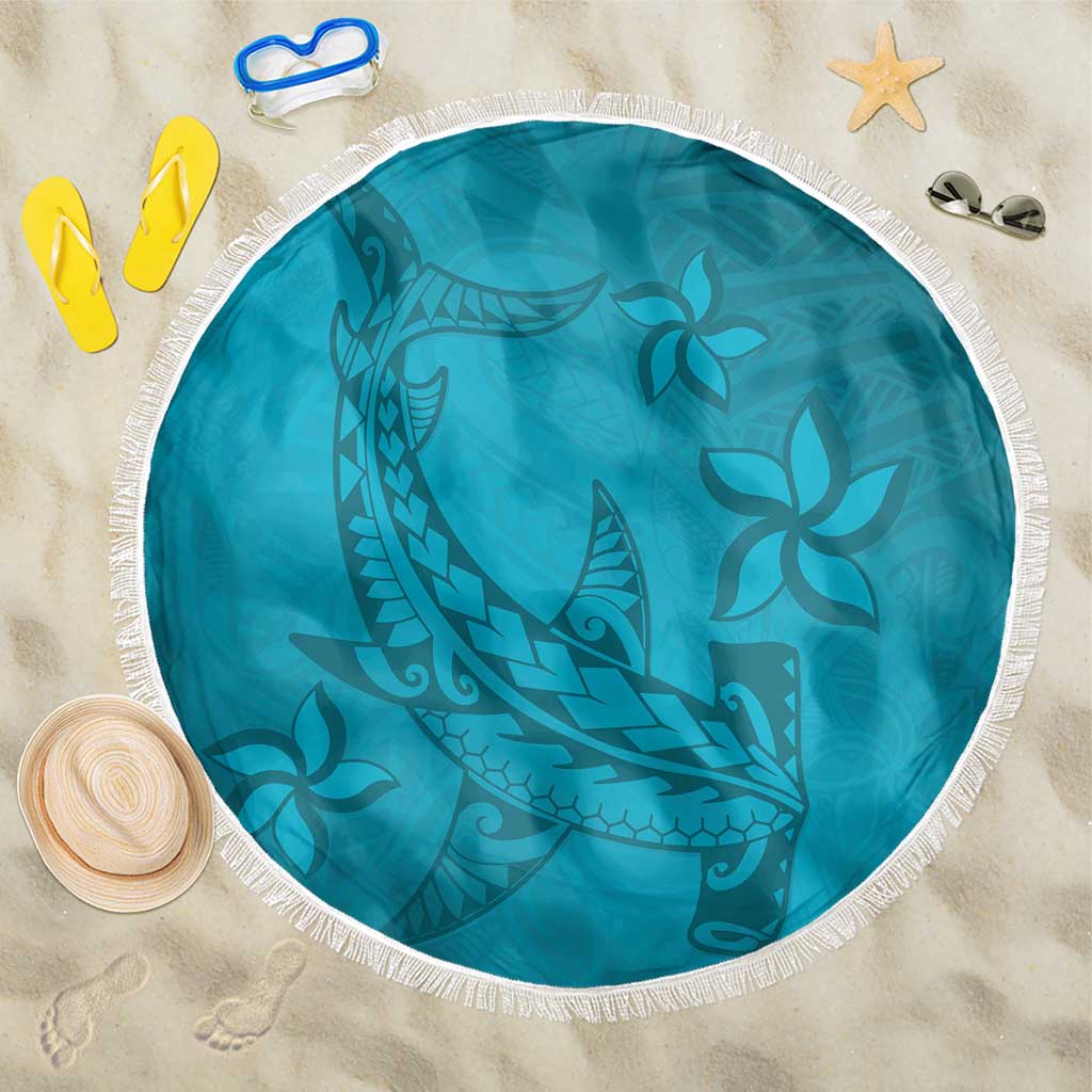 Dark Cyan Gradient Polynesia Beach Blanket Hawaiian Tribal Hammerhead Shark Tattoo LT14 One Size 150cm Dark Cyan - Polynesian Pride