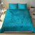 Dark Cyan Gradient Polynesia Bedding Set Hawaiian Tribal Hammerhead Shark Tattoo