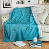 Dark Cyan Gradient Polynesia Blanket Hawaiian Tribal Hammerhead Shark Tattoo LT14 Dark Cyan - Polynesian Pride