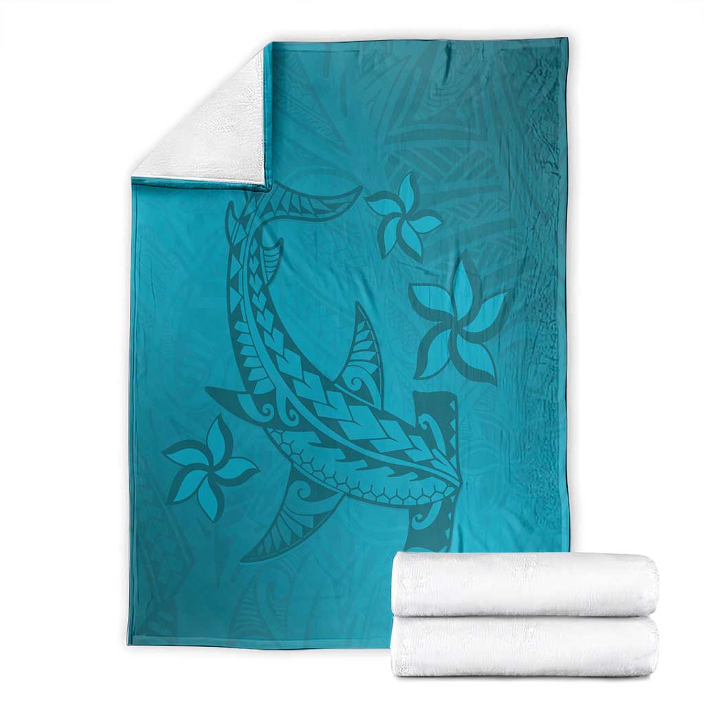 Dark Cyan Gradient Polynesia Blanket Hawaiian Tribal Hammerhead Shark Tattoo LT14 - Polynesian Pride