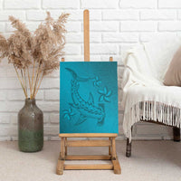 Dark Cyan Gradient Polynesia Canvas Wall Art Hawaiian Tribal Hammerhead Shark Tattoo LT14 - Polynesian Pride