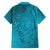 Dark Cyan Gradient Polynesia Family Matching Off Shoulder Short Dress and Hawaiian Shirt Hawaiian Tribal Hammerhead Shark Tattoo