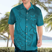 Dark Cyan Gradient Polynesia Hawaiian Shirt Hawaiian Tribal Hammerhead Shark Tattoo LT14 - Polynesian Pride