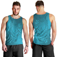 Dark Cyan Gradient Polynesia Men Tank Top Hawaiian Tribal Hammerhead Shark Tattoo LT14 - Polynesian Pride