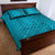 Dark Cyan Gradient Polynesia Quilt Bed Set Hawaiian Tribal Hammerhead Shark Tattoo