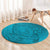 Dark Cyan Gradient Polynesia Round Carpet Hawaiian Tribal Hammerhead Shark Tattoo