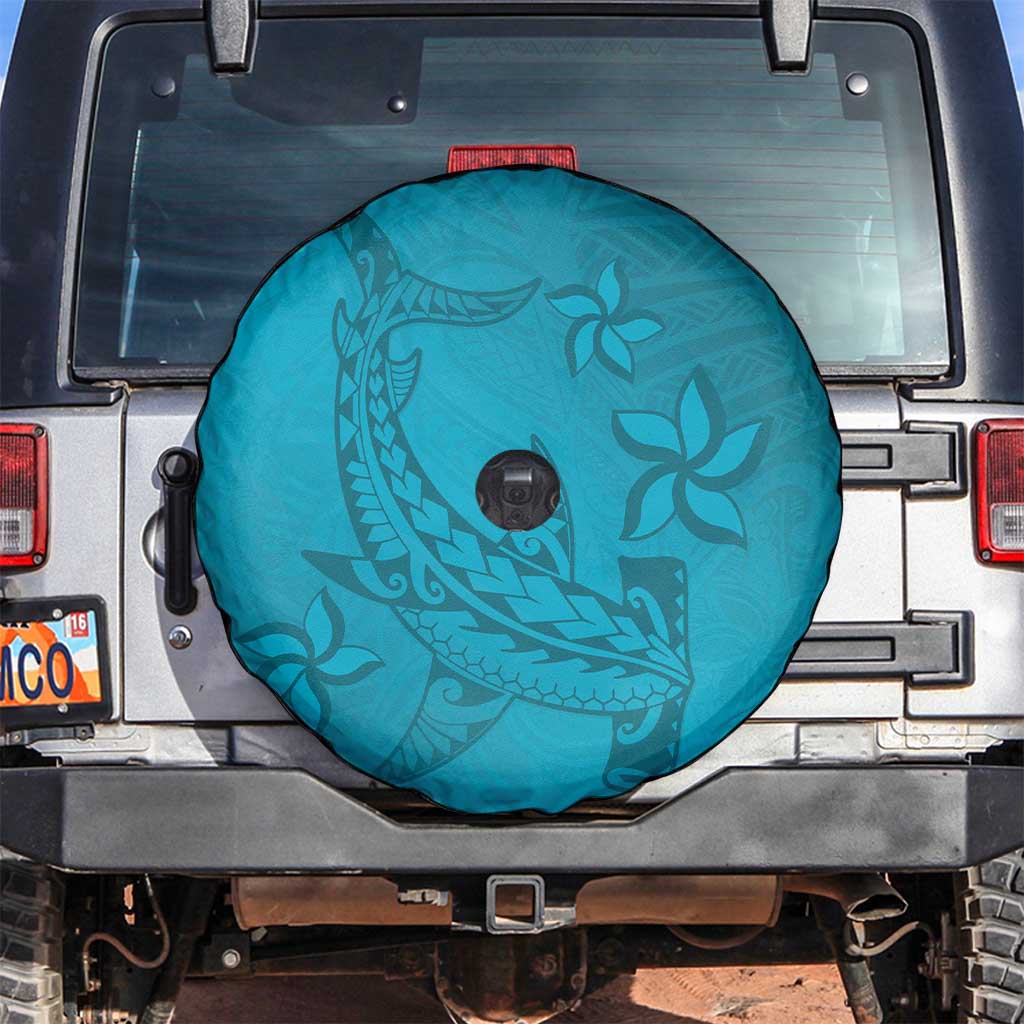 Dark Cyan Gradient Polynesia Spare Tire Cover Hawaiian Tribal Hammerhead Shark Tattoo LT14 Dark Cyan - Polynesian Pride