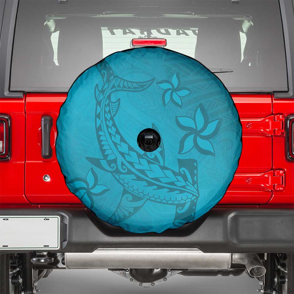 Dark Cyan Gradient Polynesia Spare Tire Cover Hawaiian Tribal Hammerhead Shark Tattoo LT14 - Polynesian Pride