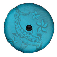 Dark Cyan Gradient Polynesia Spare Tire Cover Hawaiian Tribal Hammerhead Shark Tattoo LT14 - Polynesian Pride
