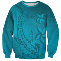 Dark Cyan Gradient Polynesia Sweatshirt Hawaiian Tribal Hammerhead Shark Tattoo LT14 Unisex Dark Cyan - Polynesian Pride
