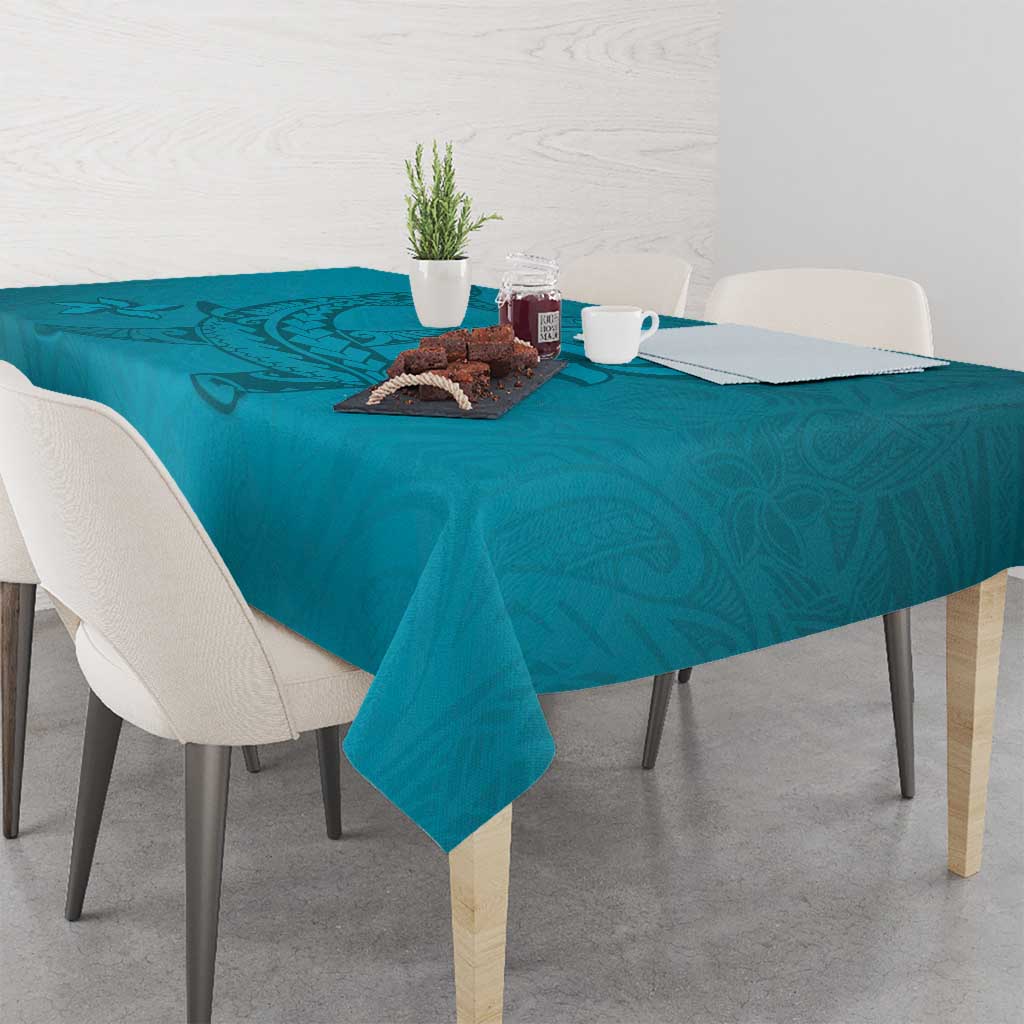 Dark Cyan Gradient Polynesia Tablecloth Hawaiian Tribal Hammerhead Shark Tattoo LT14 - Polynesian Pride