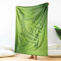 Green Gradient Polynesia Blanket Hawaiian Tribal Hammerhead Shark Tattoo LT14 - Polynesian Pride