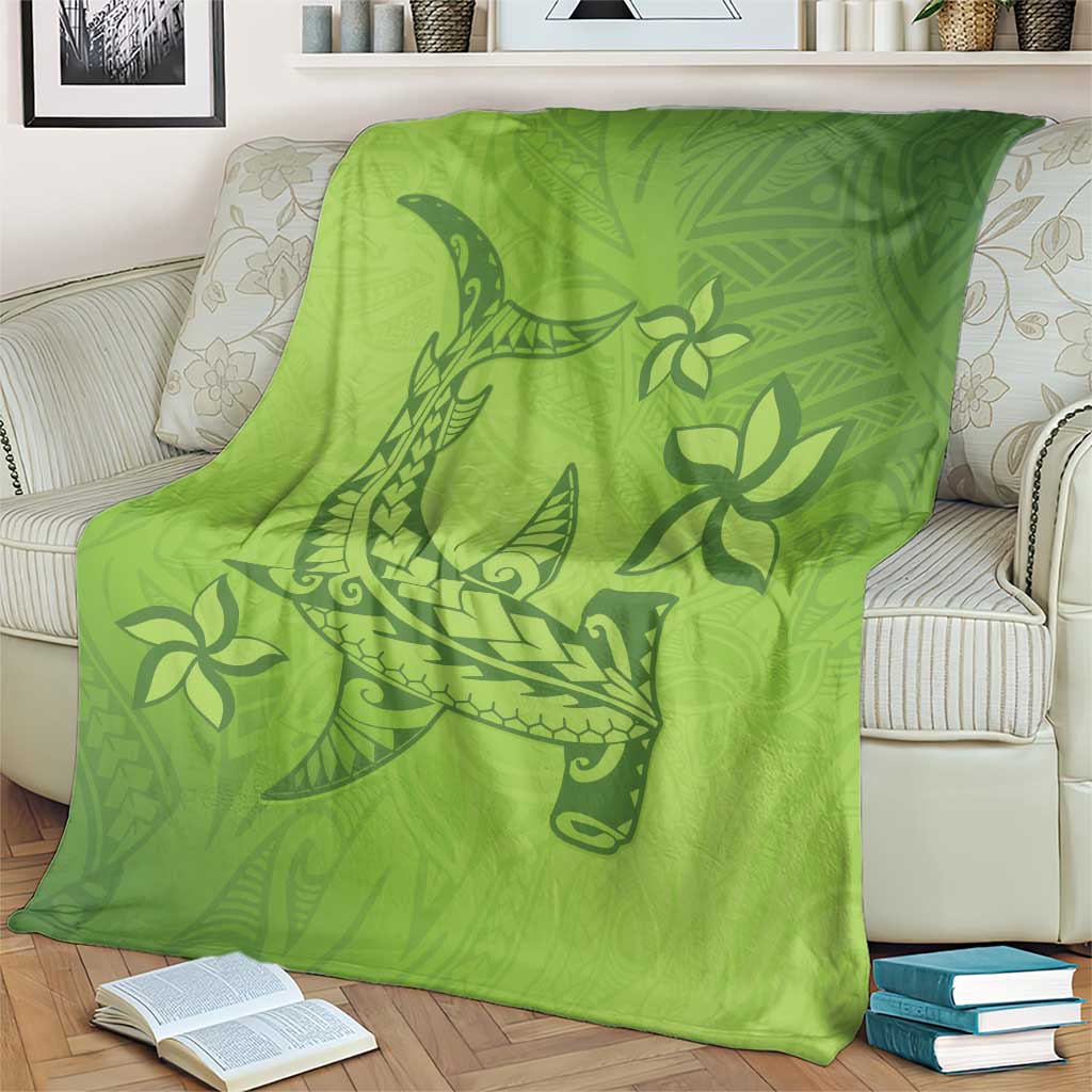Green Gradient Polynesia Blanket Hawaiian Tribal Hammerhead Shark Tattoo LT14 - Polynesian Pride