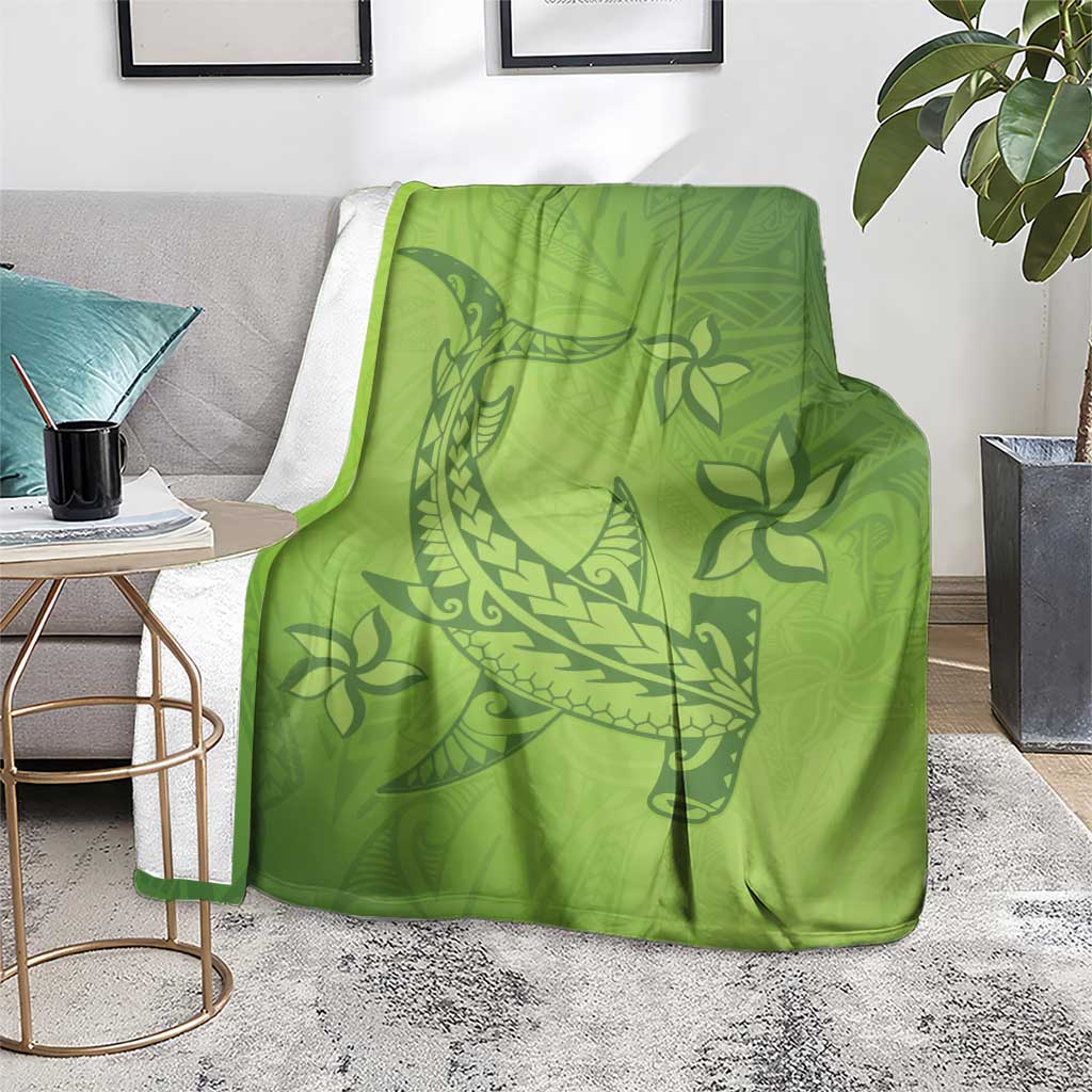 Green Gradient Polynesia Blanket Hawaiian Tribal Hammerhead Shark Tattoo LT14 - Polynesian Pride