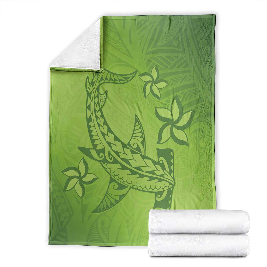 Green Gradient Polynesia Blanket Hawaiian Tribal Hammerhead Shark Tattoo LT14 - Polynesian Pride