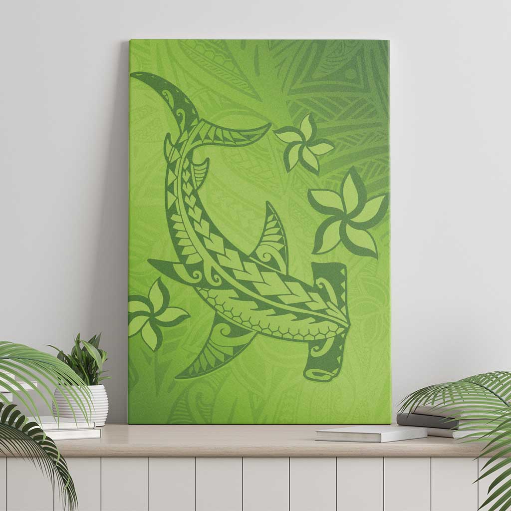 Green Gradient Polynesia Canvas Wall Art Hawaiian Tribal Hammerhead Shark Tattoo LT14 - Polynesian Pride