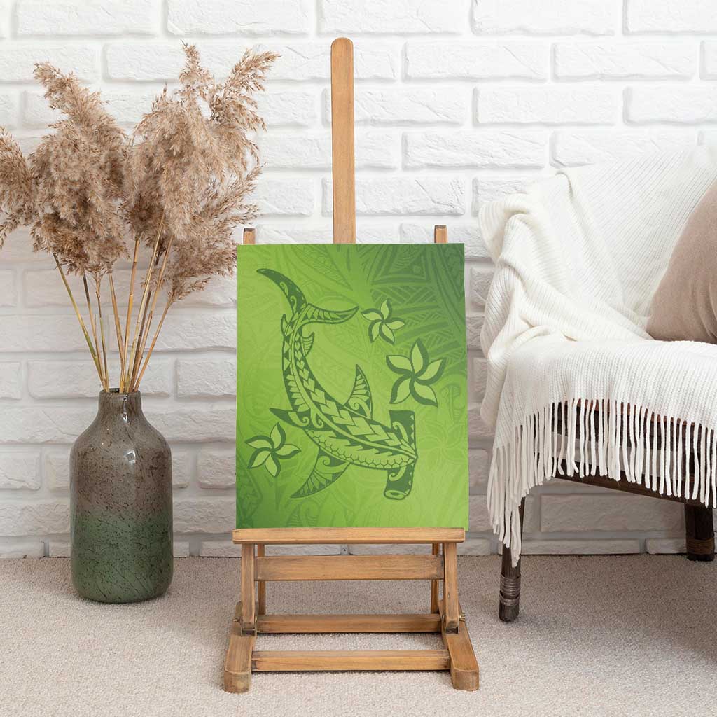Green Gradient Polynesia Canvas Wall Art Hawaiian Tribal Hammerhead Shark Tattoo LT14 - Polynesian Pride