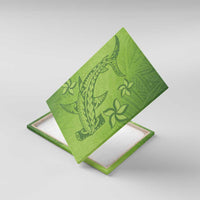 Green Gradient Polynesia Canvas Wall Art Hawaiian Tribal Hammerhead Shark Tattoo LT14 With Frame Green - Polynesian Pride