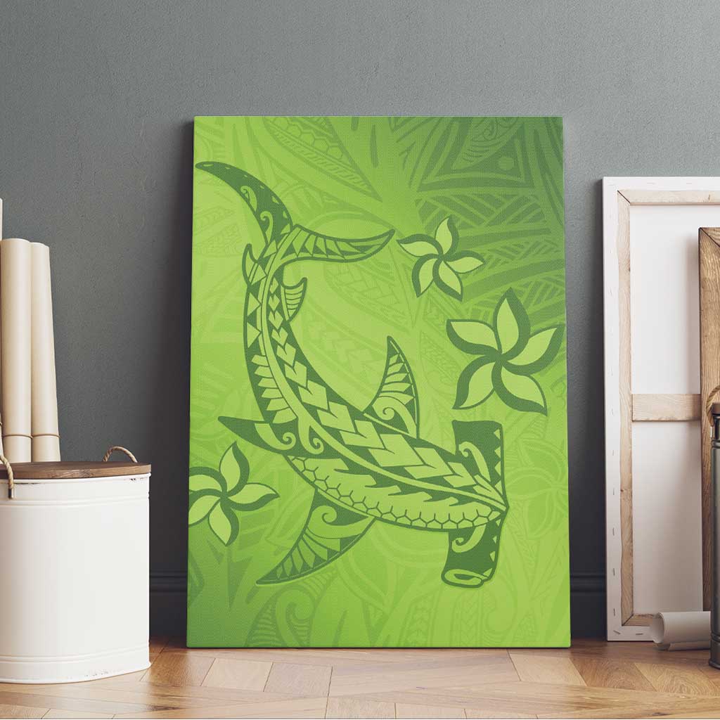 Green Gradient Polynesia Canvas Wall Art Hawaiian Tribal Hammerhead Shark Tattoo LT14 - Polynesian Pride