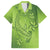 Green Gradient Polynesia Family Matching Off The Shoulder Long Sleeve Dress and Hawaiian Shirt Hawaiian Tribal Hammerhead Shark Tattoo