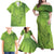 Green Gradient Polynesia Family Matching Off Shoulder Maxi Dress and Hawaiian Shirt Hawaiian Tribal Hammerhead Shark Tattoo