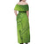 Green Gradient Polynesia Family Matching Off Shoulder Maxi Dress and Hawaiian Shirt Hawaiian Tribal Hammerhead Shark Tattoo