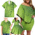 Green Gradient Polynesia Family Matching Off Shoulder Short Dress and Hawaiian Shirt Hawaiian Tribal Hammerhead Shark Tattoo