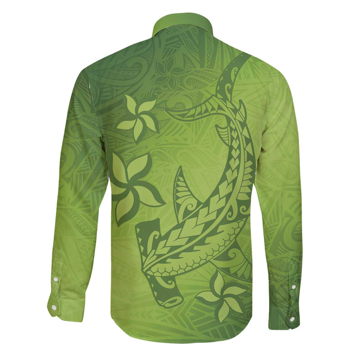 Green Gradient Polynesia Family Matching Puletasi and Hawaiian Shirt Hawaiian Tribal Hammerhead Shark Tattoo LT14 - Polynesian Pride