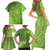 Green Gradient Polynesia Family Matching Short Sleeve Bodycon Dress and Hawaiian Shirt Hawaiian Tribal Hammerhead Shark Tattoo