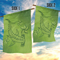 Green Gradient Polynesia Garden Flag Hawaiian Tribal Hammerhead Shark Tattoo LT14 - Polynesian Pride