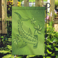 Green Gradient Polynesia Garden Flag Hawaiian Tribal Hammerhead Shark Tattoo LT14 Garden Flag Green - Polynesian Pride