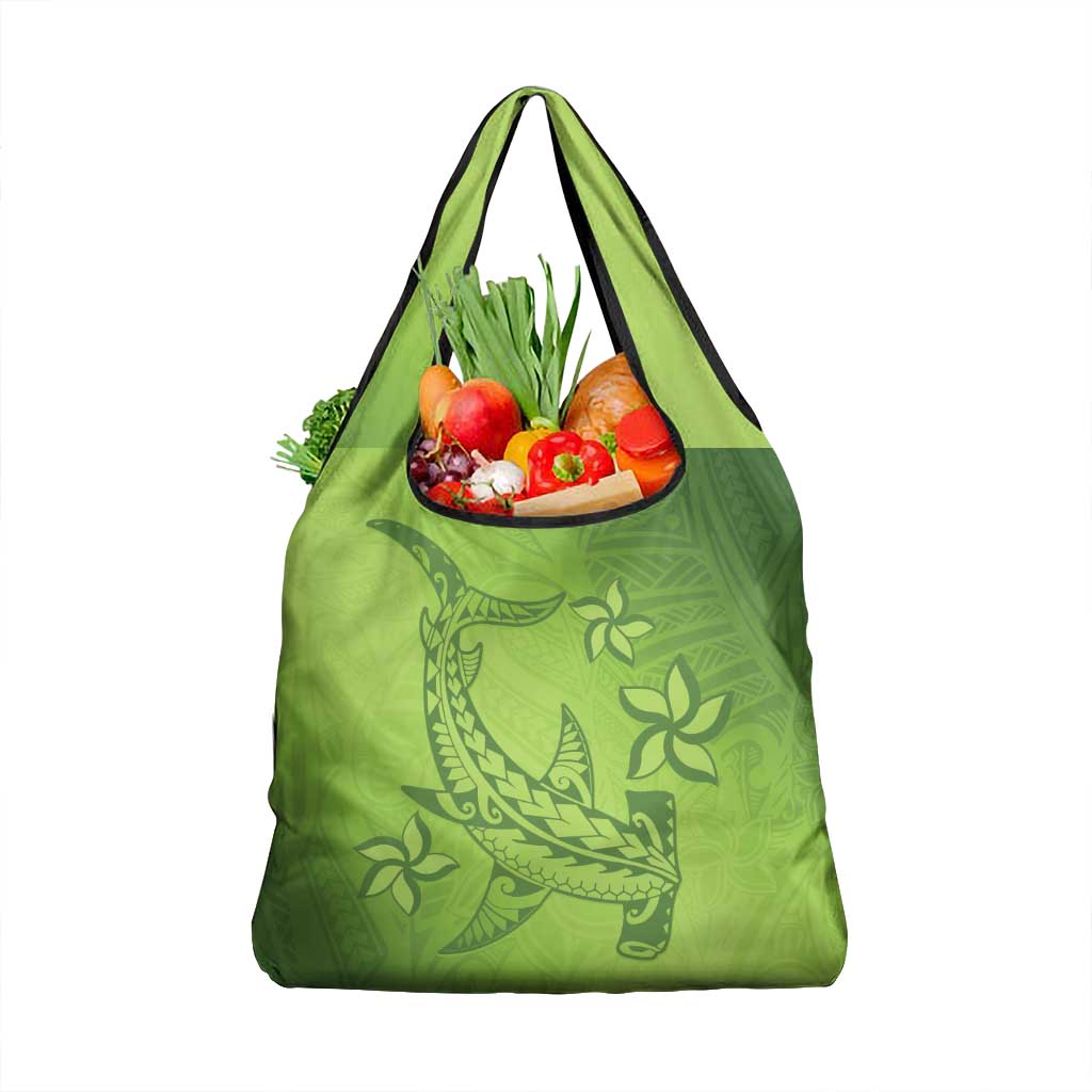 Green Gradient Polynesia Grocery Bag Hawaiian Tribal Hammerhead Shark Tattoo LT14 1-pack One Size Green - Polynesian Pride
