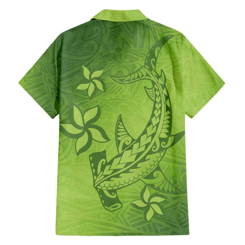 Green Gradient Polynesia Hawaiian Shirt Hawaiian Tribal Hammerhead Shark Tattoo LT14 - Polynesian Pride