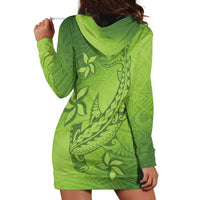 Green Gradient Polynesia Hoodie Dress Hawaiian Tribal Hammerhead Shark Tattoo LT14 - Polynesian Pride