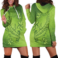 Green Gradient Polynesia Hoodie Dress Hawaiian Tribal Hammerhead Shark Tattoo LT14 - Polynesian Pride