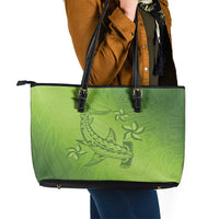 Green Gradient Polynesia Leather Tote Bag Hawaiian Tribal Hammerhead Shark Tattoo LT14 - Polynesian Pride