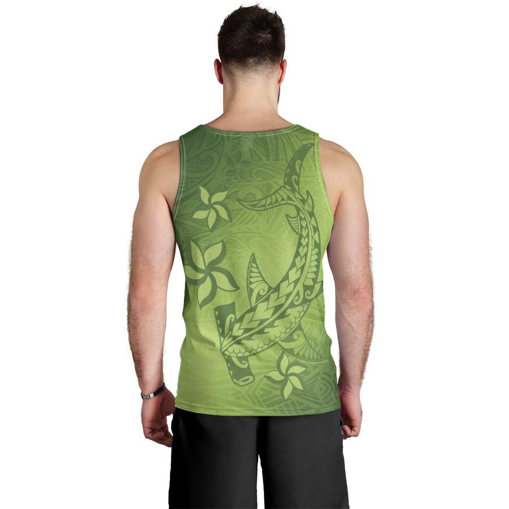 Green Gradient Polynesia Men Tank Top Hawaiian Tribal Hammerhead Shark Tattoo LT14 - Polynesian Pride