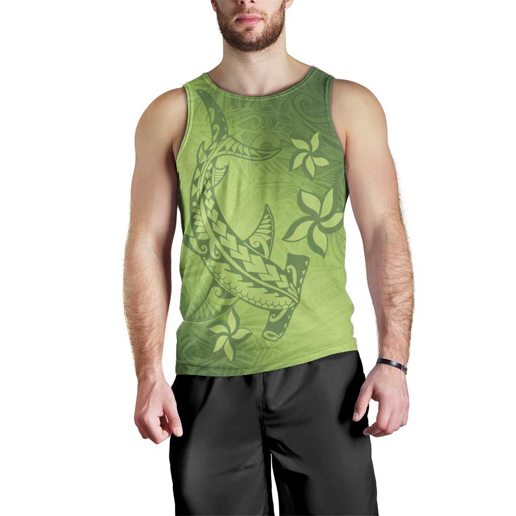 Green Gradient Polynesia Men Tank Top Hawaiian Tribal Hammerhead Shark Tattoo LT14 - Polynesian Pride