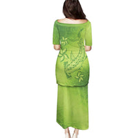 Green Gradient Polynesia Puletasi Hawaiian Tribal Hammerhead Shark Tattoo LT14 - Polynesian Pride