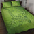 Green Gradient Polynesia Quilt Bed Set Hawaiian Tribal Hammerhead Shark Tattoo