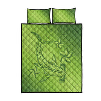 Green Gradient Polynesia Quilt Bed Set Hawaiian Tribal Hammerhead Shark Tattoo