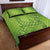 Green Gradient Polynesia Quilt Bed Set Hawaiian Tribal Hammerhead Shark Tattoo