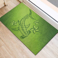 Green Gradient Polynesia Rubber Doormat Hawaiian Tribal Hammerhead Shark Tattoo LT14 - Polynesian Pride