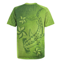 Green Gradient Polynesia Rugby Jersey Hawaiian Tribal Hammerhead Shark Tattoo LT14 - Polynesian Pride