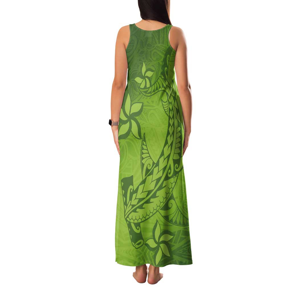 Green Gradient Polynesia Tank Maxi Dress Hawaiian Tribal Hammerhead Shark Tattoo LT14 - Polynesian Pride