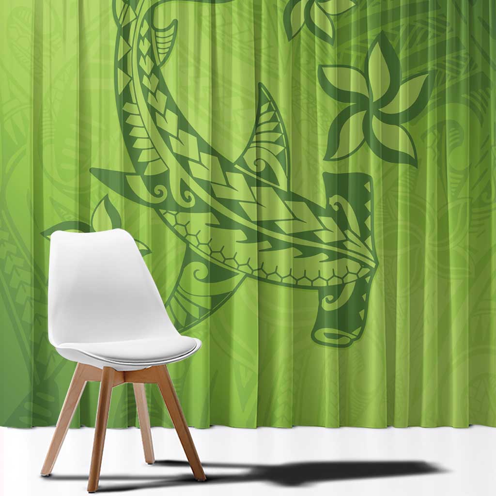 Green Gradient Polynesia Window Curtain Hawaiian Tribal Hammerhead Shark Tattoo LT14 - Polynesian Pride