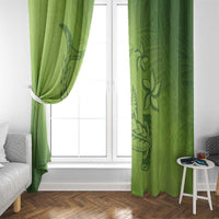 Green Gradient Polynesia Window Curtain Hawaiian Tribal Hammerhead Shark Tattoo LT14 - Polynesian Pride