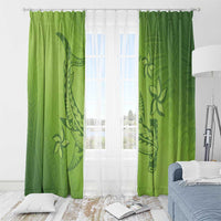 Green Gradient Polynesia Window Curtain Hawaiian Tribal Hammerhead Shark Tattoo LT14 - Polynesian Pride